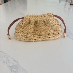 Ulla Johnson Lali Ruched Raffia Clutch Bag - like new!